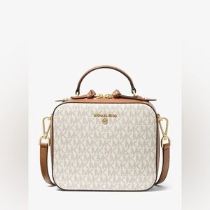 Michael Kors Jet Set Medium Logo And Leather Crossbody Bag